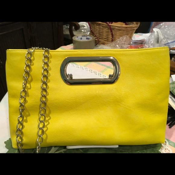 Charming Charlie Handbags - Charlie Yellow Summer Leather Purse w/ gold chain